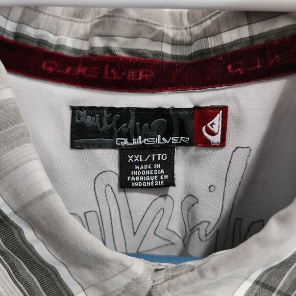 Quicksilver Gray Plaid Short Sleeve Pocket Button Up Shirt Size XXL - Picture 3 of 10